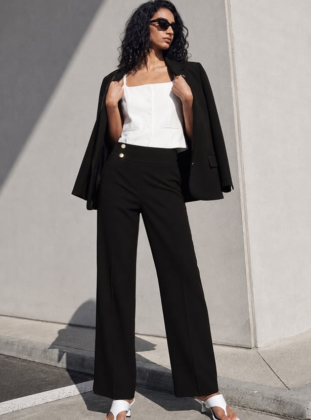 GINGER Buttoned High-Rise Trousers