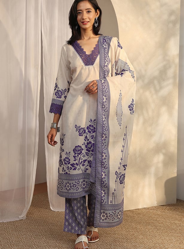 LIBAS Floral Print Straight Kurta Set