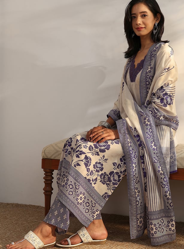 LIBAS Floral Print Straight Kurta Set