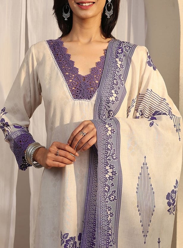 LIBAS Floral Print Straight Kurta Set