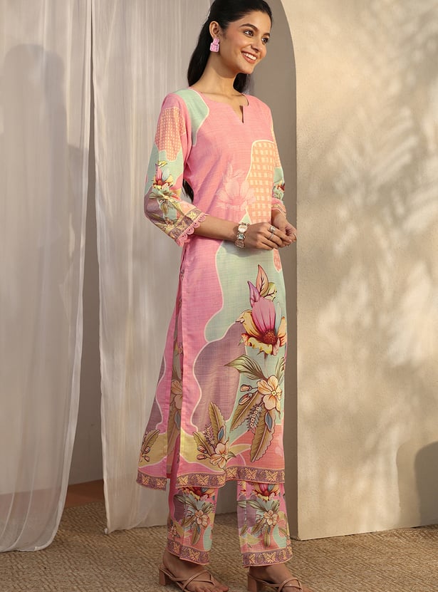 LIBAS Floral Print Straight Kurta Set