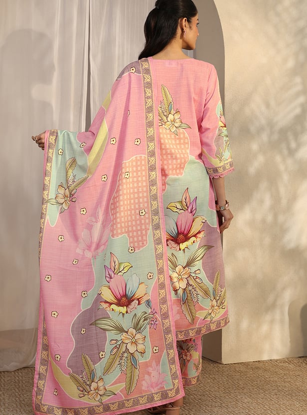 LIBAS Floral Print Straight Kurta Set