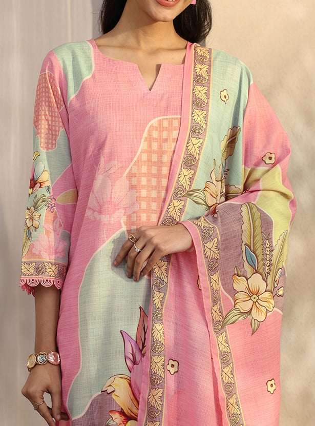 LIBAS Floral Print Straight Kurta Set