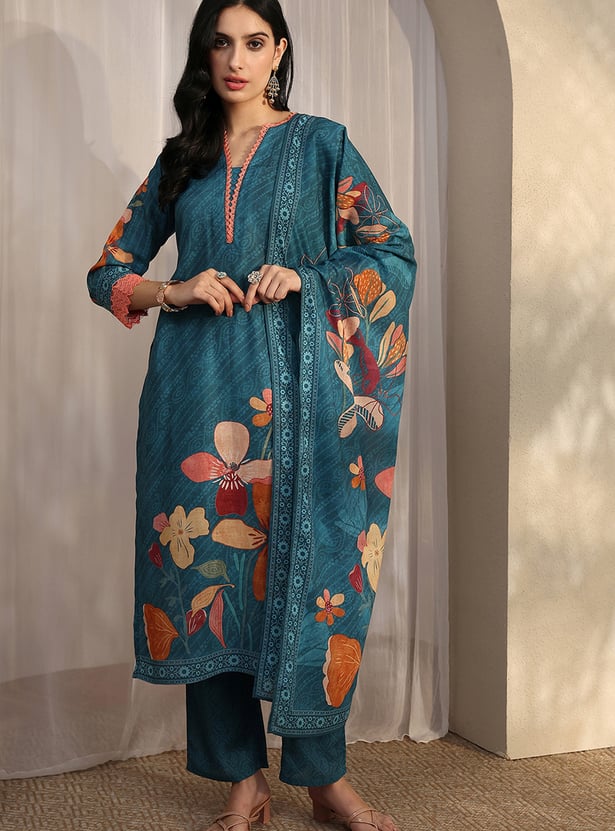 LIBAS Floral Print Straight Kurta Set