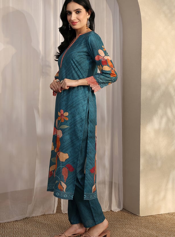 LIBAS Floral Print Straight Kurta Set