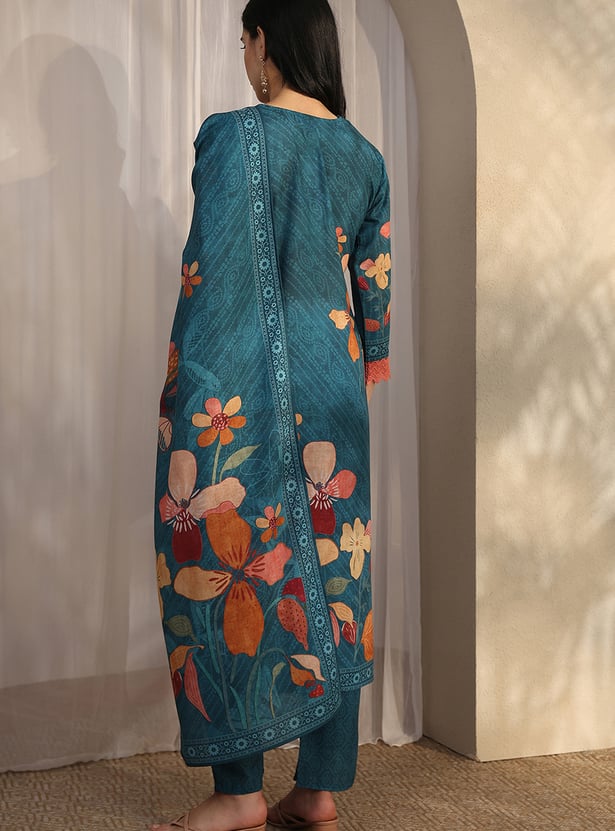 LIBAS Floral Print Straight Kurta Set