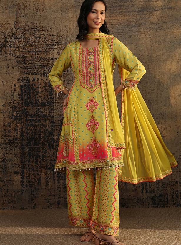 LIBAS Floral Print A-Line Kurta Set