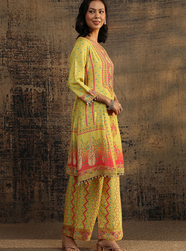 LIBAS Floral Print A-Line Kurta Set