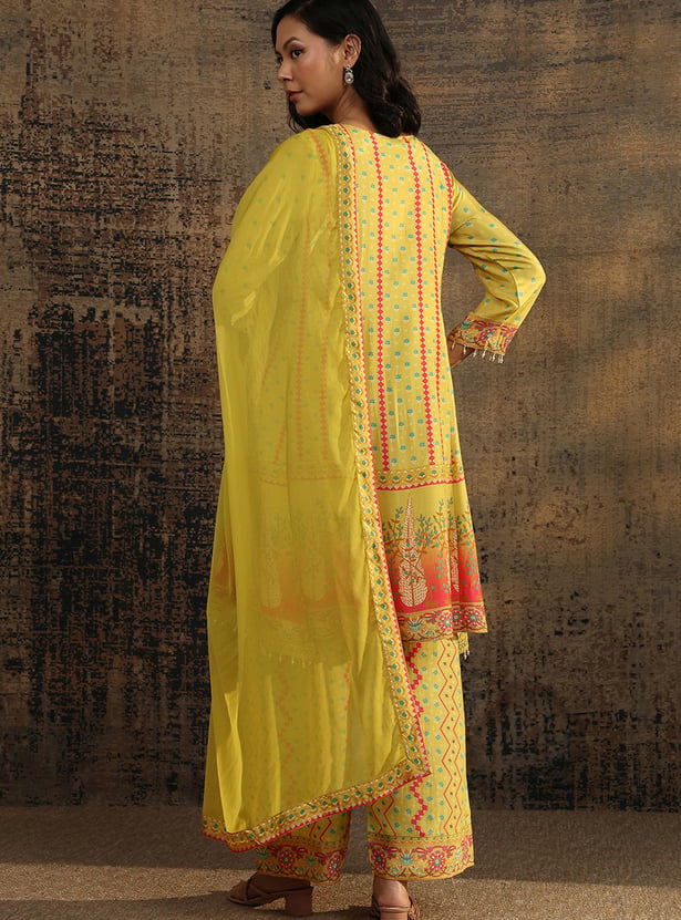LIBAS Floral Print A-Line Kurta Set
