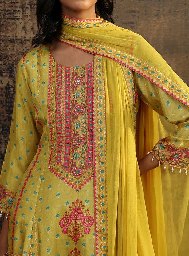 LIBAS Floral Print A-Line Kurta Set