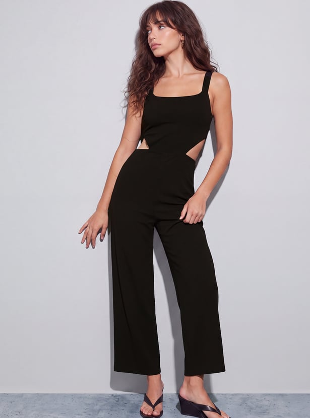 GINGER Solid Cut-Out Detail Jumpsuit