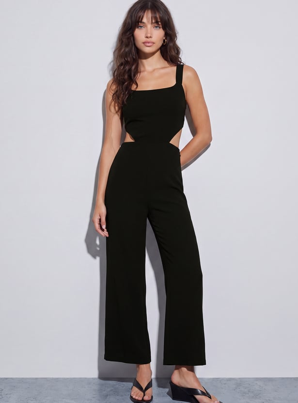 GINGER Solid Cut-Out Detail Jumpsuit
