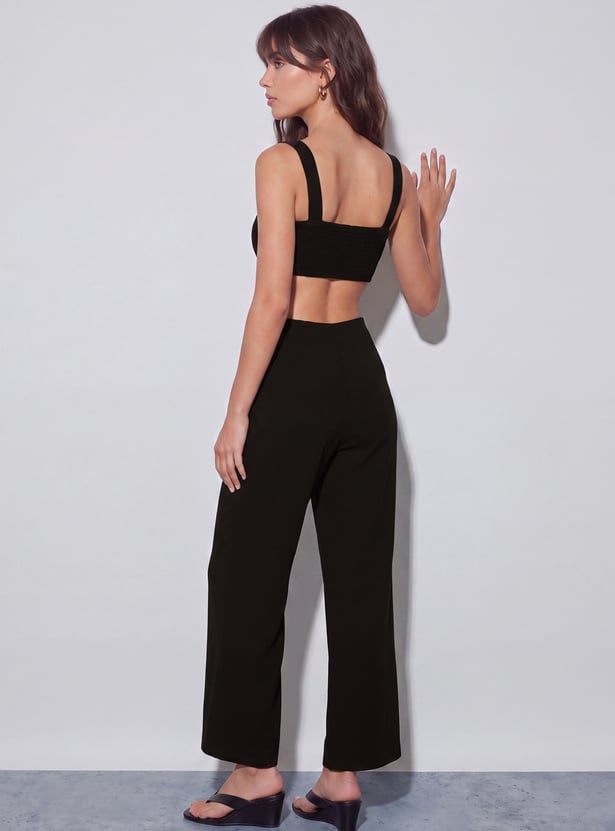 GINGER Solid Cut-Out Detail Jumpsuit