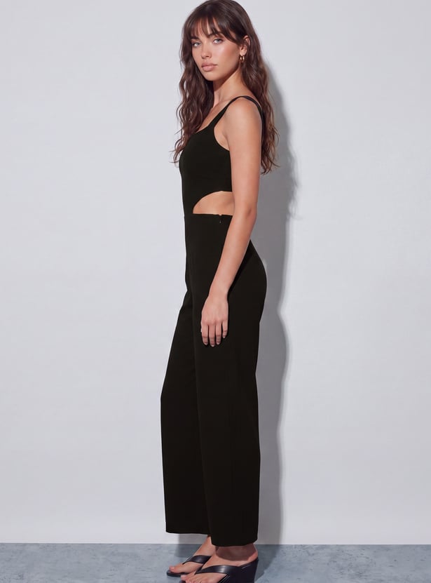 GINGER Solid Cut-Out Detail Jumpsuit