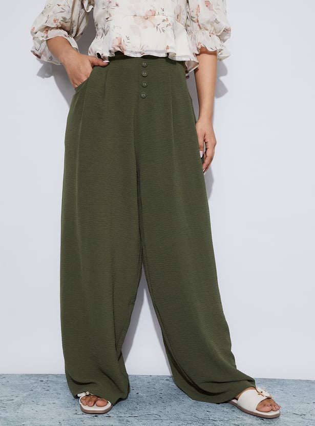 GINGER Textured Buttoned Pants