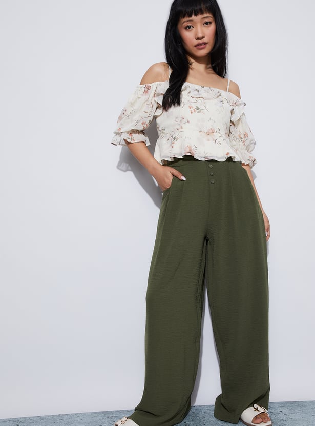 GINGER Textured Buttoned Pants