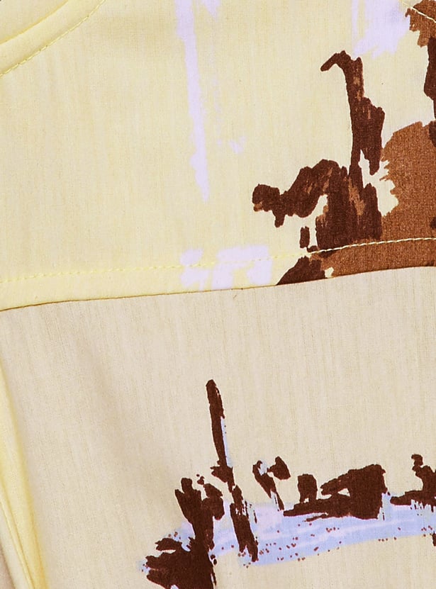 GINGER Abstract Print Spaghetti Maxi Dress