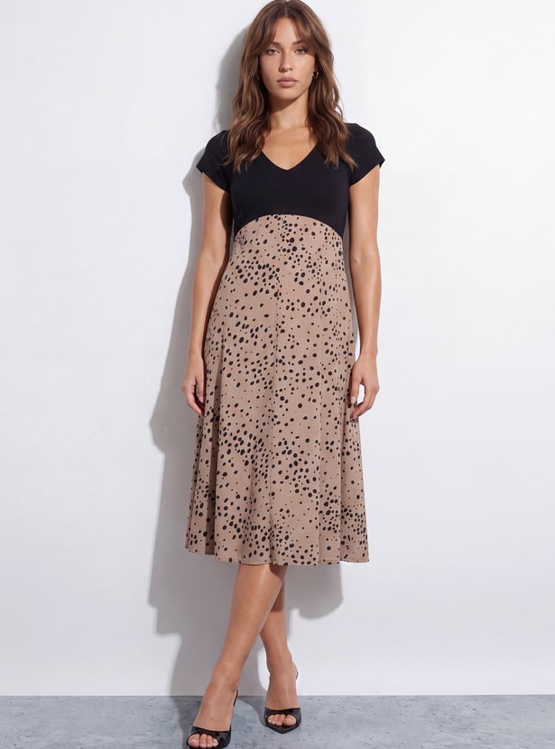 CODE A-Line Printed Midi Dress