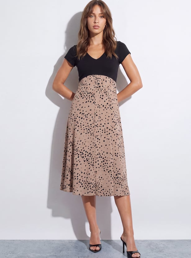 CODE A-Line Printed Midi Dress