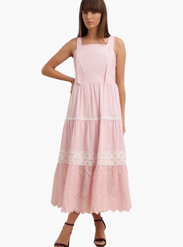 VERO MODA Striped Tiered Midi Dress