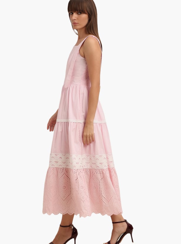 VERO MODA Striped Tiered Midi Dress