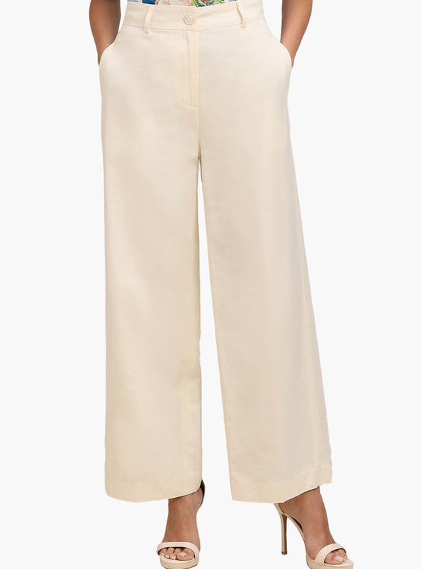VERO MODA Solid High-Rise Trousers