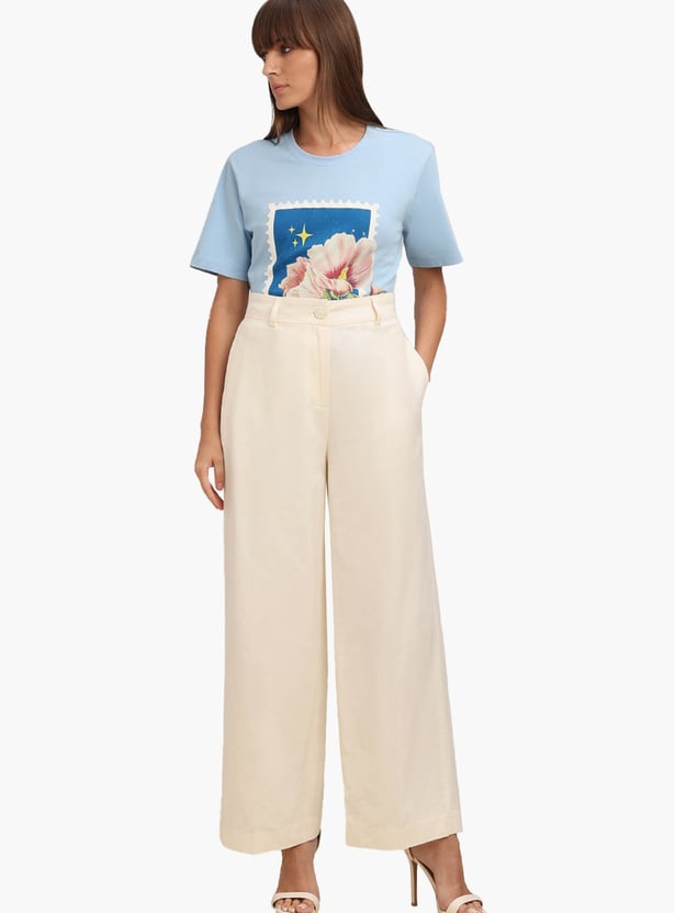 VERO MODA Solid High-Rise Trousers
