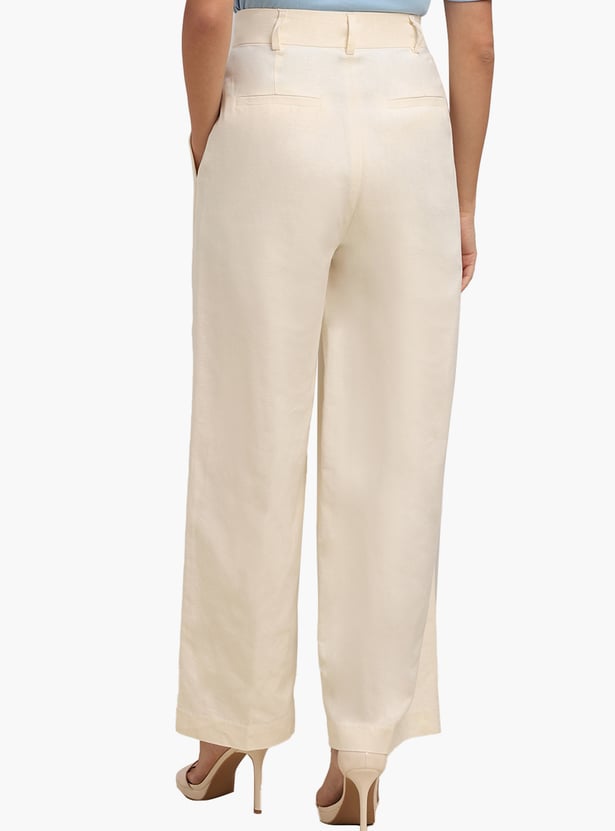 VERO MODA Solid High-Rise Trousers