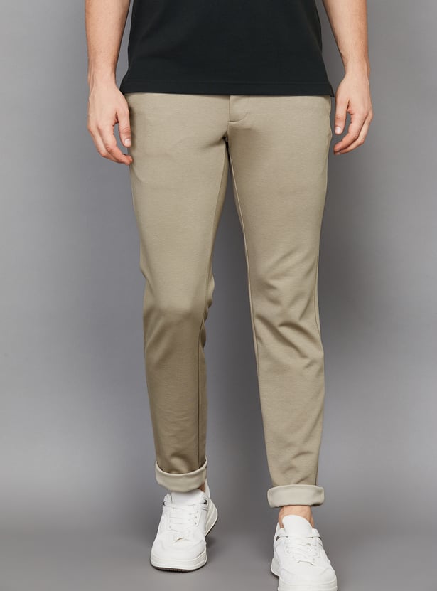 LP SPORT Solid Slim Tapered Trousers