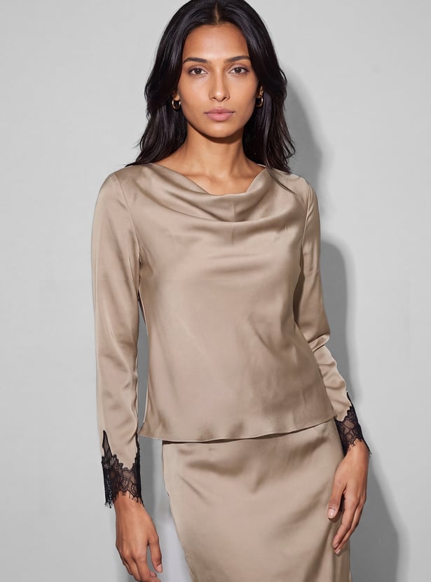 CODE Lace Cowl Neck Top