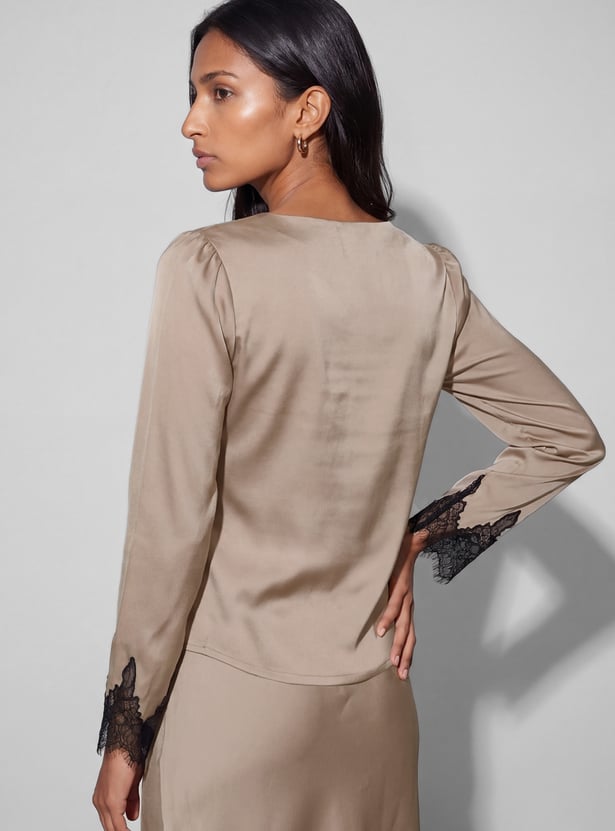 CODE Lace Cowl Neck Top