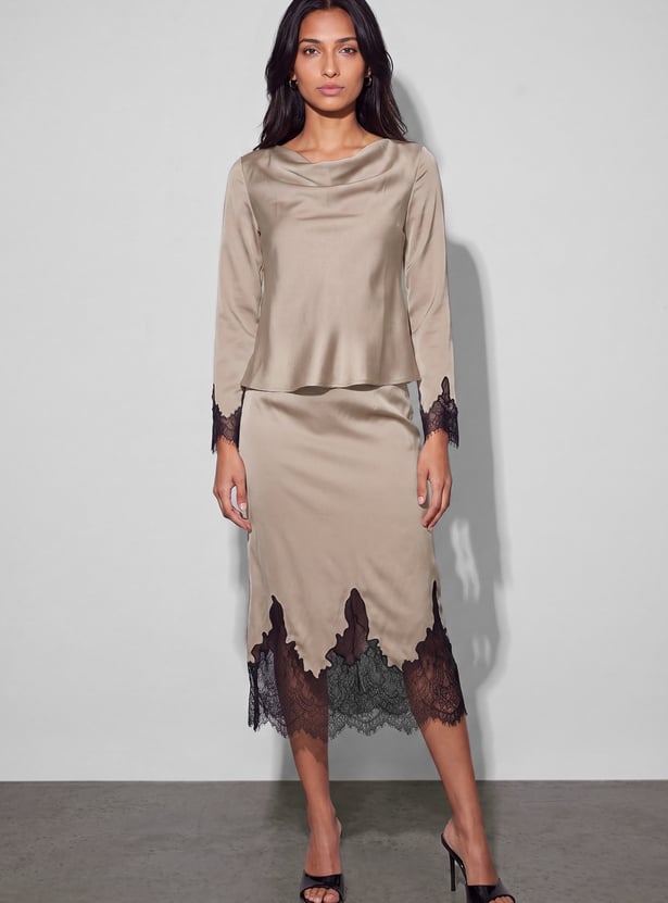 CODE Lace Cowl Neck Top