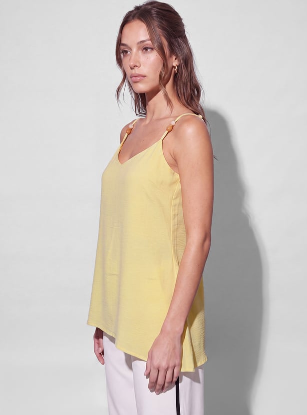 CODE Solid V-Neck Top
