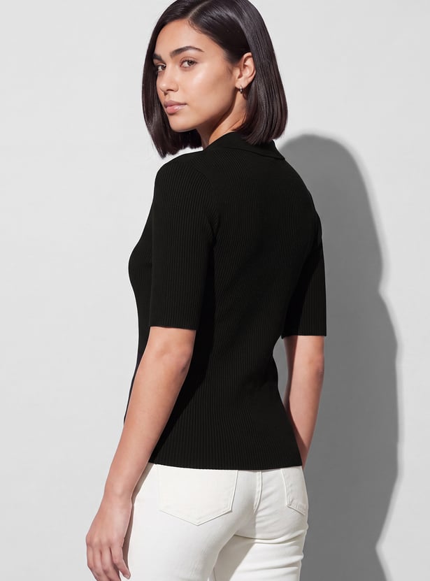 FAME FOREVER Solid V-Neck Tie-Up Top