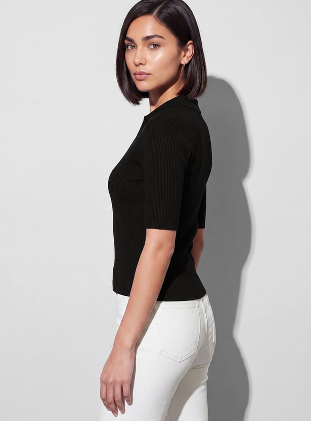 FAME FOREVER Solid V-Neck Tie-Up Top