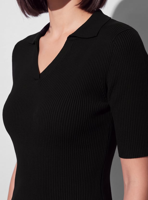 FAME FOREVER Solid V-Neck Tie-Up Top