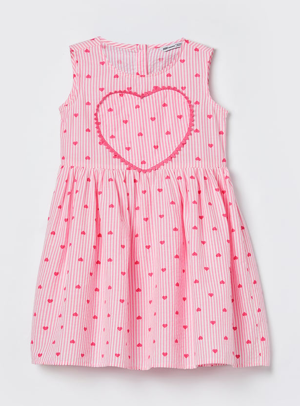 FAME FOREVER Girls Striped Heart Design Dress