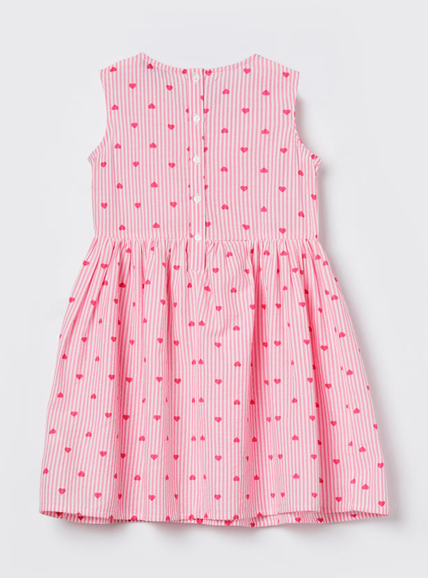 FAME FOREVER Girls Striped Heart Design Dress