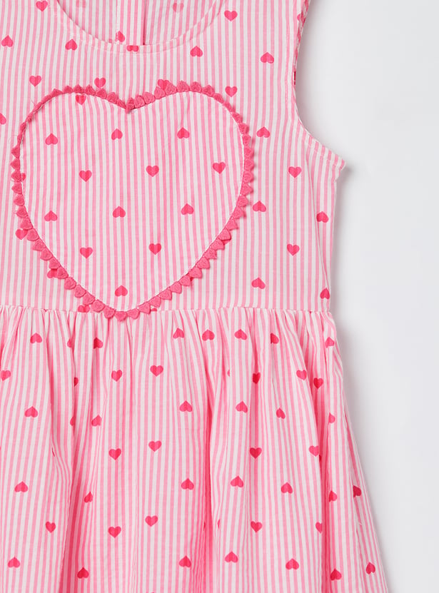 FAME FOREVER Girls Striped Heart Design Dress