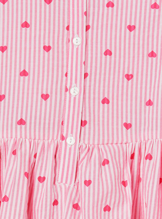 FAME FOREVER Girls Striped Heart Design Dress