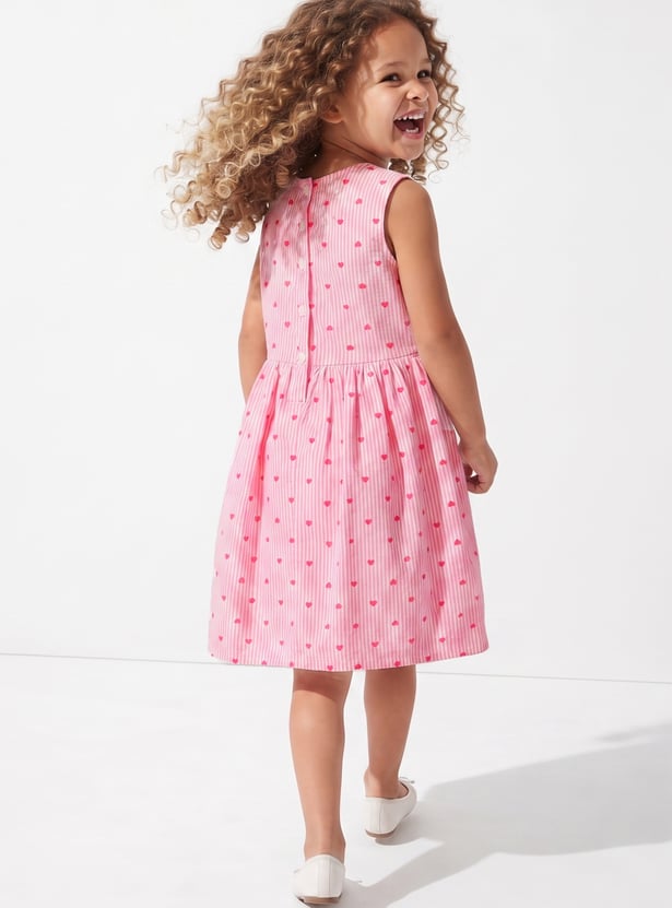 FAME FOREVER Girls Striped Heart Design Dress