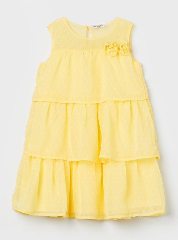 FAME FOREVER Girls Solid Tiered Dress