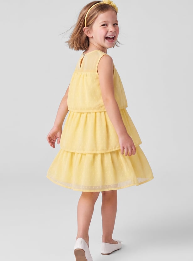 FAME FOREVER Girls Solid Tiered Dress