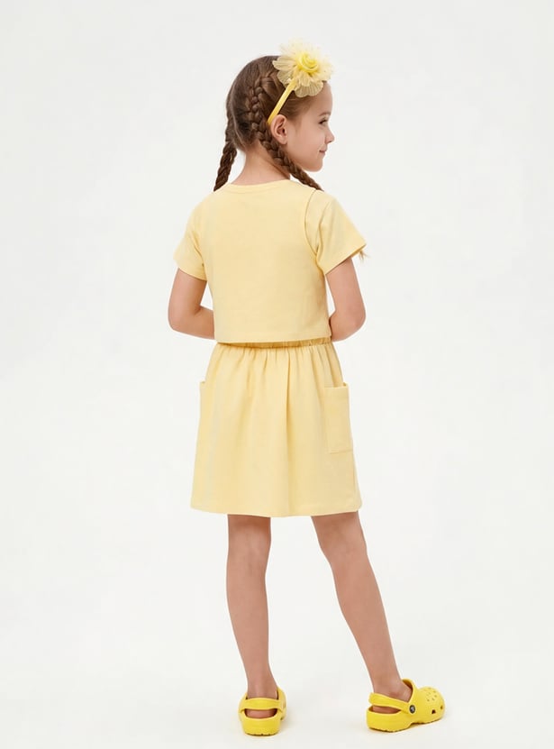 FAME FOREVER Girls Embellished Top with Skirt Set