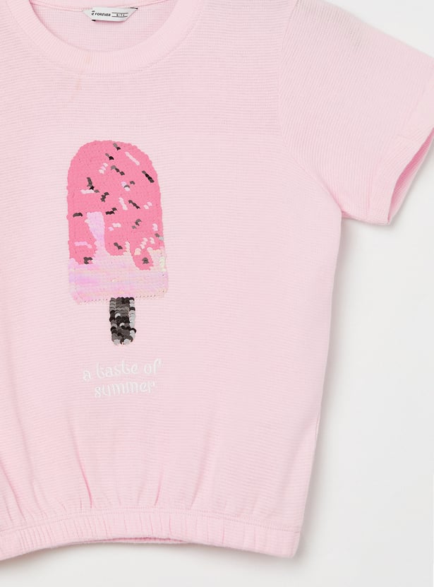 FAME FOREVER Girls Embellished T-shirt