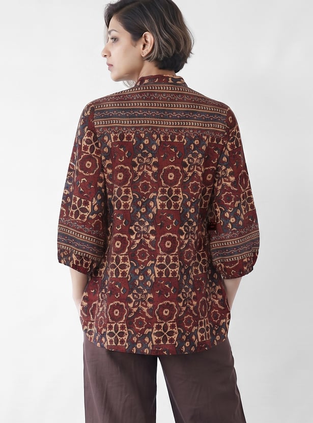 MELANGE Printed Band Collar Tunic
