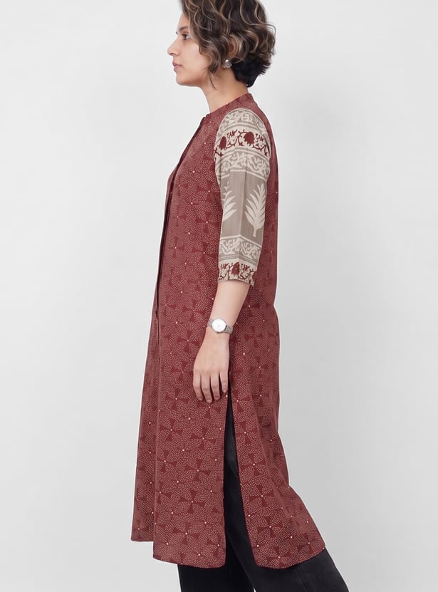 MELANGE Band Collar Straight Kurta