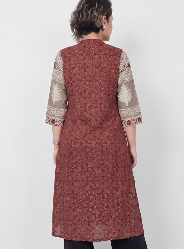 MELANGE Band Collar Straight Kurta