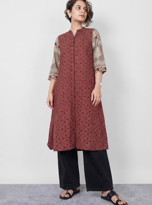 MELANGE Band Collar Straight Kurta