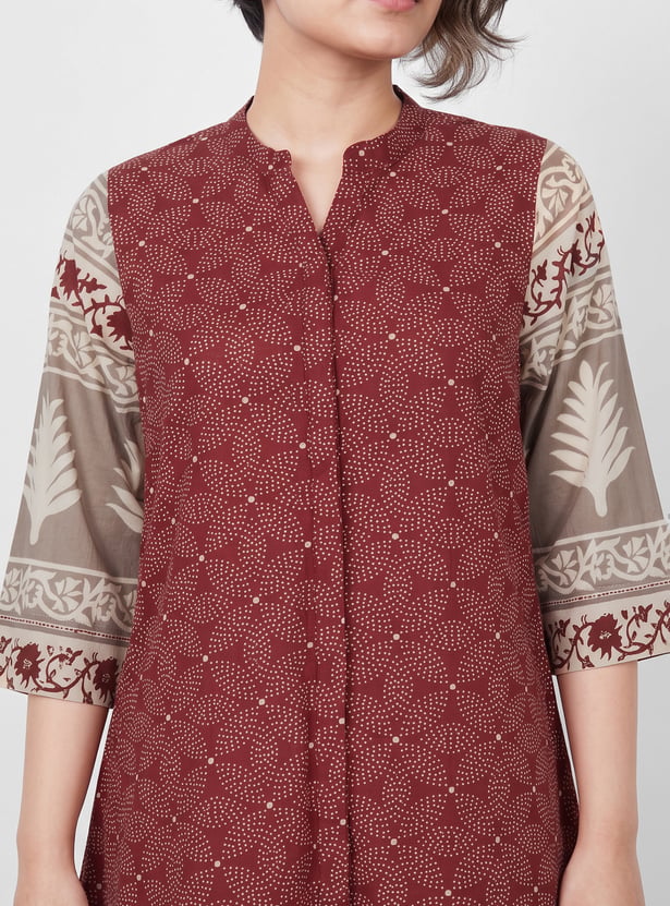 MELANGE Band Collar Straight Kurta